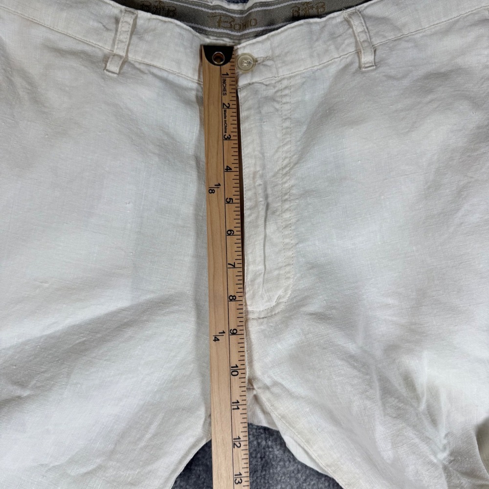 Bohio Pants Mens 34x31 Off White Cream 100% Linen Straight Leg Flat Front Casual - Picture 5 of 7